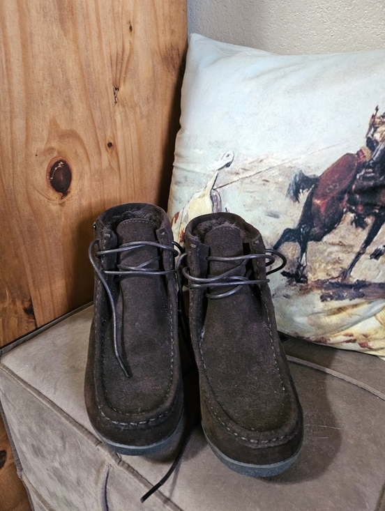 BearPaw Shoes - BearPaw BROWN Suede Wedge Booties